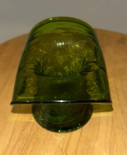 Blenko Green Crackle Glass 4” Hat Hand Blown