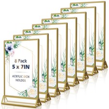 Golamz 5x7 supports de numéro de table dorés cadres photo signe acrylique transparent, double-S