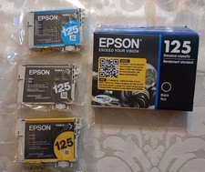 4 Epson 125 Standard Printer Cartridge Refills New 2 Black 1 Cyan 1 Yellow