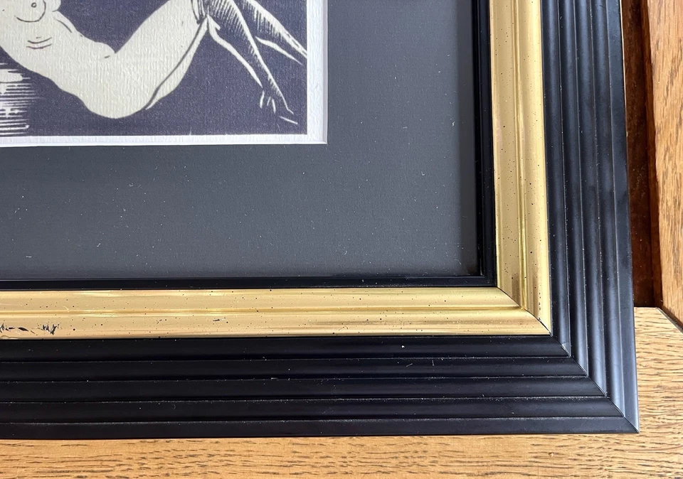 Erotic Kunstdruck „Bondage Blow Job“ R Schatz 1928 im original ital. Holzrahmen  - Bild 3 von 4