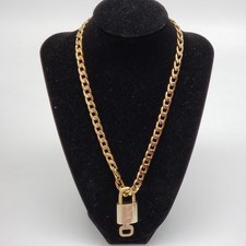 Louis Vuitton Gold Padlock W/ Unbranded Stainless Steel Gold Cuban Plated Chain