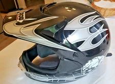 World Of Wonder Skulls Full Face Youth Motocross Helmet Black/White/Gray Size M