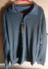 Van Heusen Mens Size Large Flex full zip sweater Ocean Blue New tags