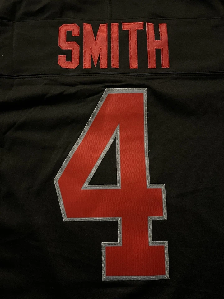 Jersey Jeremiah Smith Negro Ohio State OSU Buckeyes Cosido 4 FUSIBLES Cosido Foto 3 de 4