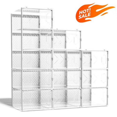 12x Shoe Box Stackable Shoe Storage Organizer Sneaker Container Display Case XL