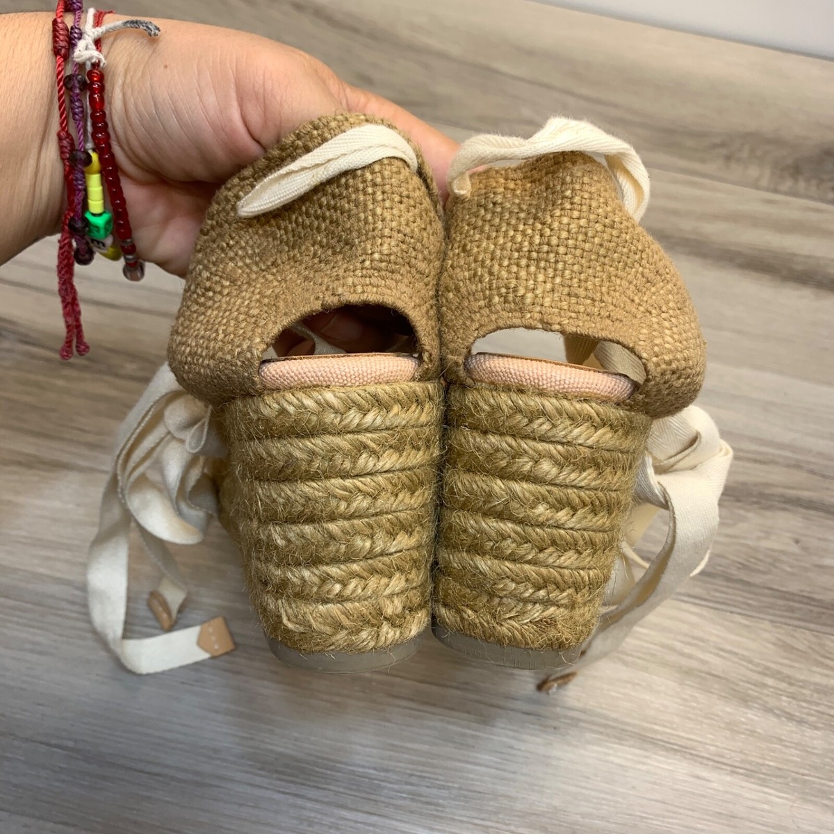 Castaner Dusty Rose Pink Espadrille Carina Wedge Womens Size 38