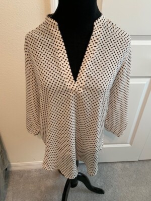 Womens Lush Ivory Top with Diamond Accents Blouse Size Small
