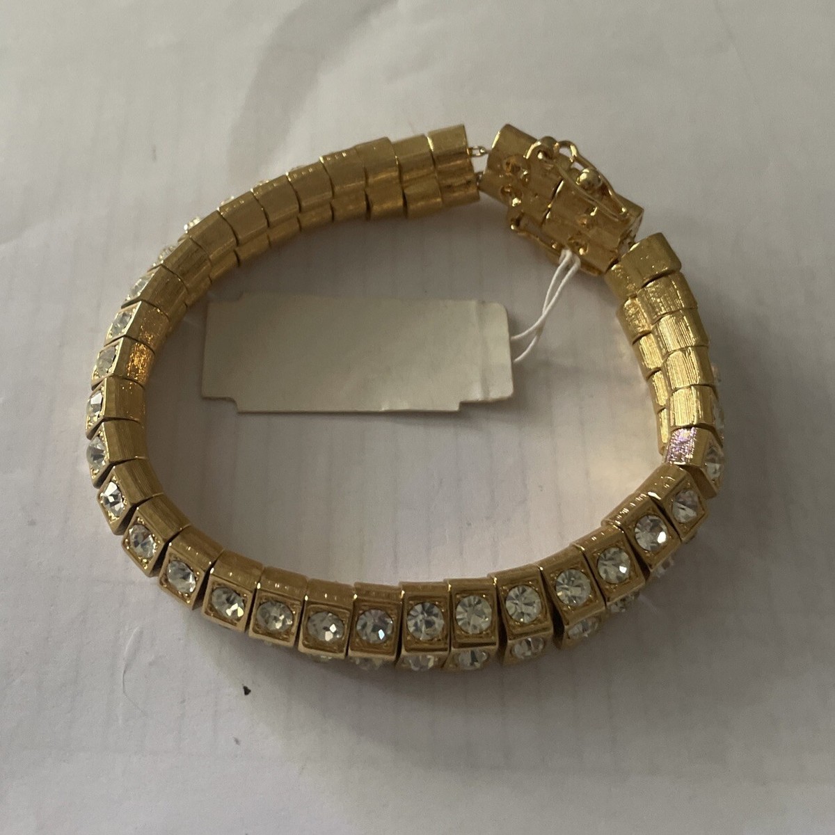 Vintage Kenneth Jay Lane Rhinestone Gold Crystal Watch Bracelet Vintage Retired Kenneth Jay Lane Rhinestone Jewelry Crystal  main image 3