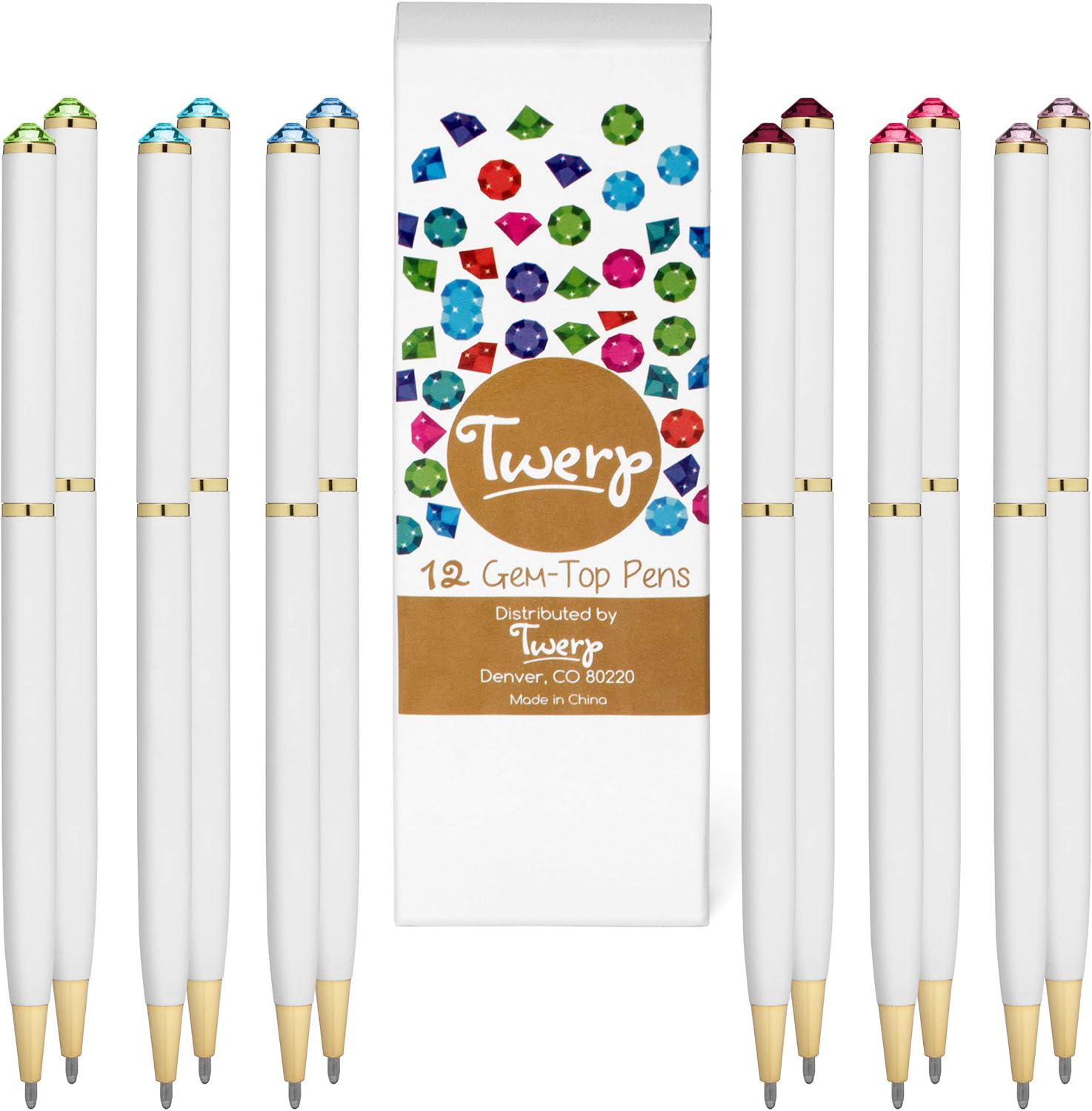 Fancy Pens for Women Set of 12 Colorful GemTop Pens Gift for