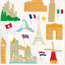 Mrs Grossman's EUROPEAN Landmarks Big Ben Eiffel Tower Scrapbook Stickers