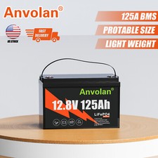 12V 125Ah LiFePO4 Lithium Battery for RV Trolling Motor Camping Marine