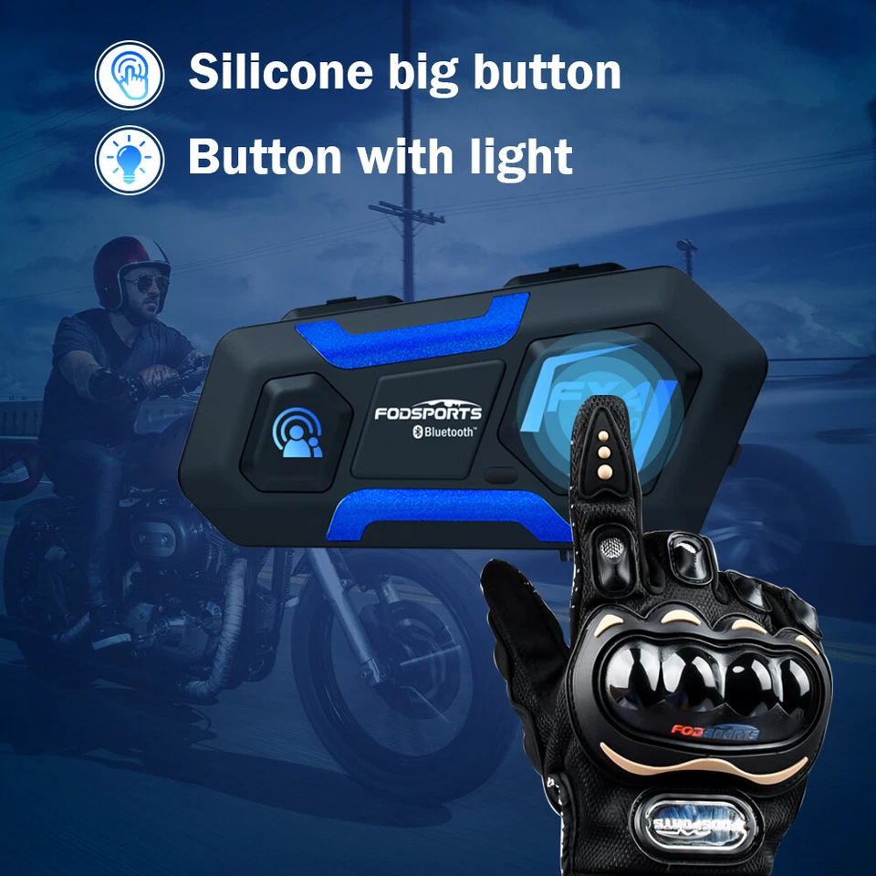 2x Interphone Sprechanlage 1KM Motorrad Bluetooth Helmet Intercom Headset 4Rider - Bild 4 von 4