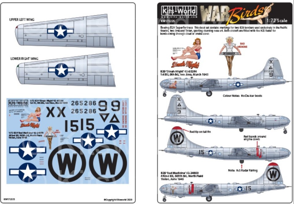 Décalcomanies Kits World 1/72 Pour Boeing B-29 Superfortress - Accessoire Maquette Aviation