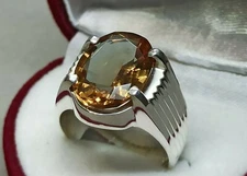 10 Carat Oval Cut Alexandrite Sterling Silver 925 Handmade Alexandrite Mens Ring