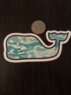 New Vineyard Vines Fish Camo Whale Sticker Hydroflask Yeti Car