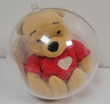 Disney Store Bean Bag Winnie The Pooh With Red Heart Sweater 8" Inch Plush toy