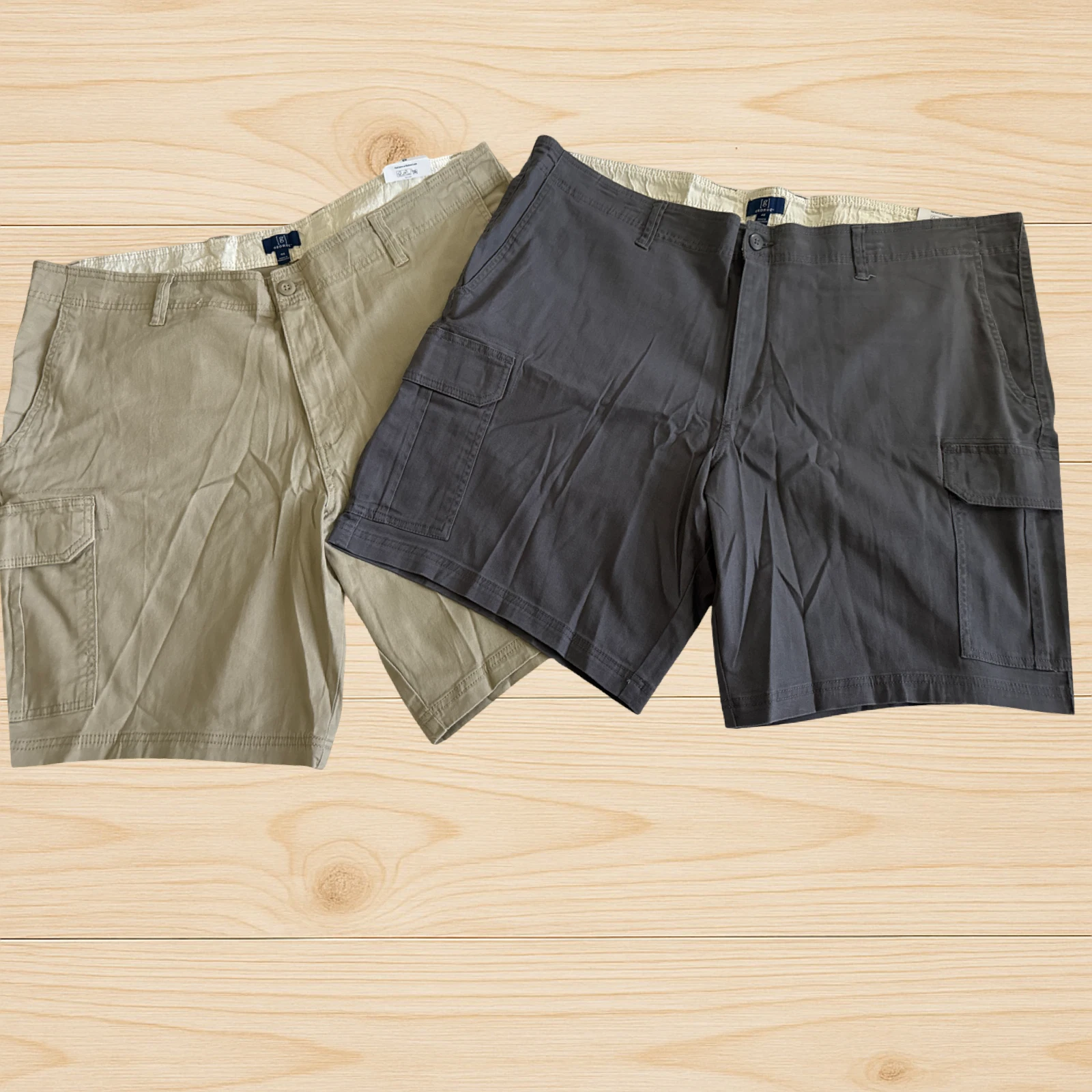 George At The Knee Cargo Shorts,Lot of 2, Char Gray &StoneWash -Beige Size 46,