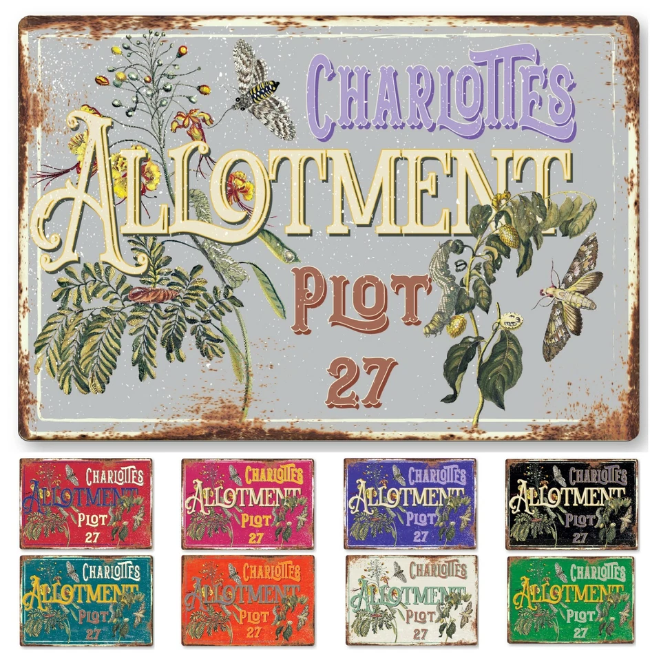 PINKCROW Personalised Allotment Sign Metal Garden Vegetable Patch Wall Door Decor Plaque