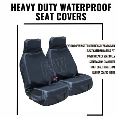 Grey Car Seat Covers Front Seats Heavy Duty 100% Waterproof Rubber