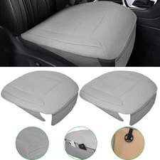 2pcs Grey Car Seat Cover Leather Front Seat Bottom Universal Fit Sedan SUV Truck