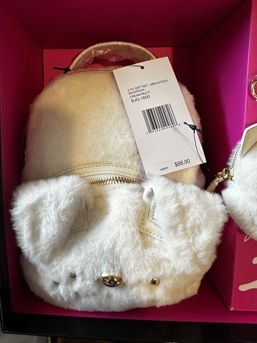 Betsey Johnson Mini Faux-Fur Dog Backpack Crossbody Bag 