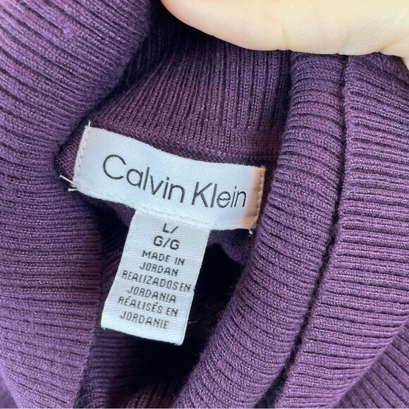 Calvin Klein Solid Eggplant Purple Turtleneck Swe… - image 2