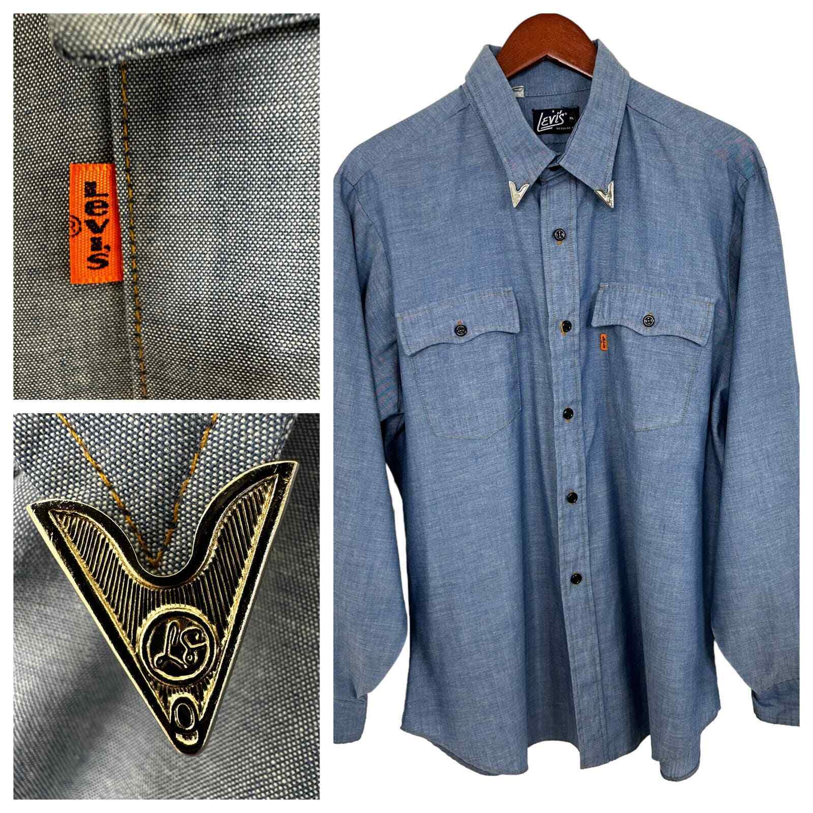 Vintage Levi’s Button Down Shirt XL  Chambray Sil… - image 1