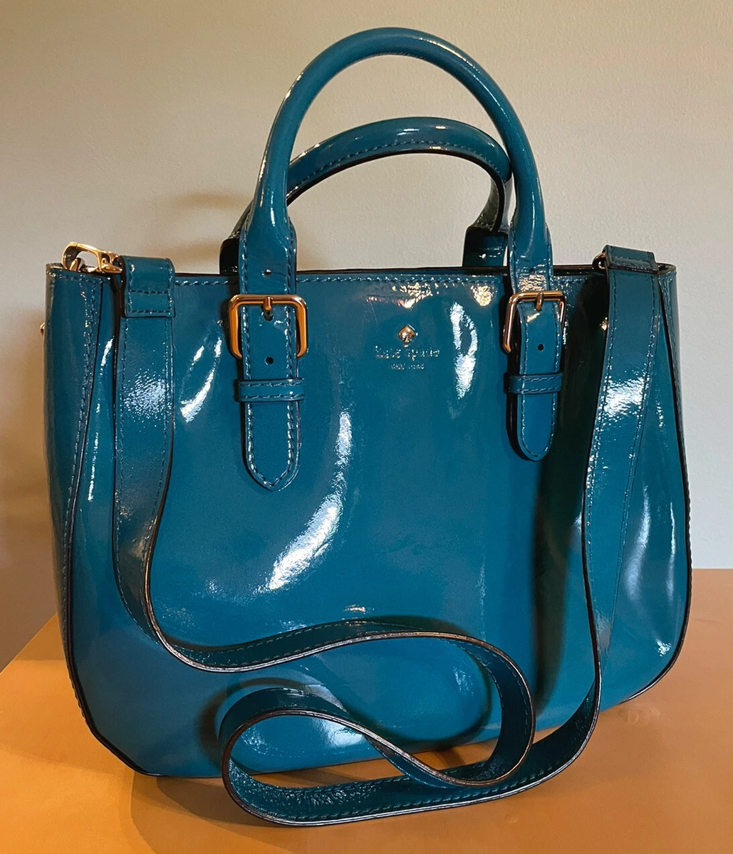 Kate Spade Patent Leather Handbag Satchel Teal Turquoise EUC!!