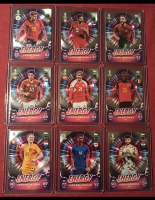Topps Match Attax UEFA EURO 2024 Alle 9 Energy Karten Komplett Set Full GM1-GM9