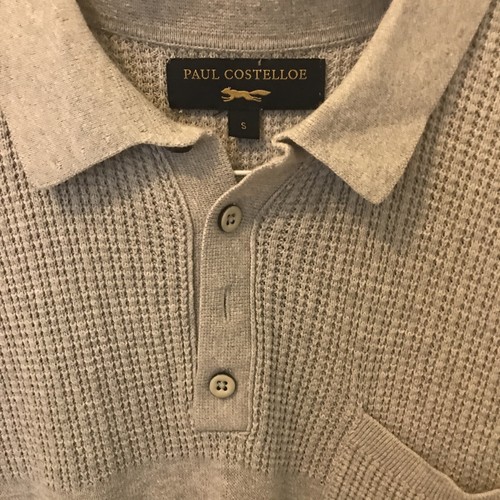 Men's Paul Costelloe knitted polo, grey, size S short sleeved, Good Condition - Picture 9 of 9