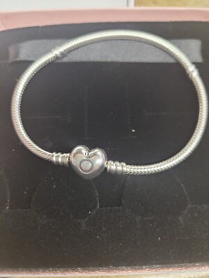 Pandora Moments Heart Clasp Snake Chain Bracelet 7.9