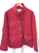 Vintage Lisa Internatipnal 14-16 Boiled Wool Jacket - Clear Jewel Red Maraschino