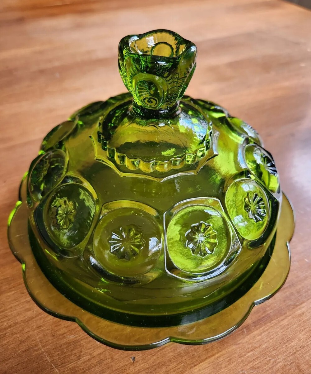 ヴィンテージ』LE Smith社Moon and Stars バターケース｜Star Canister