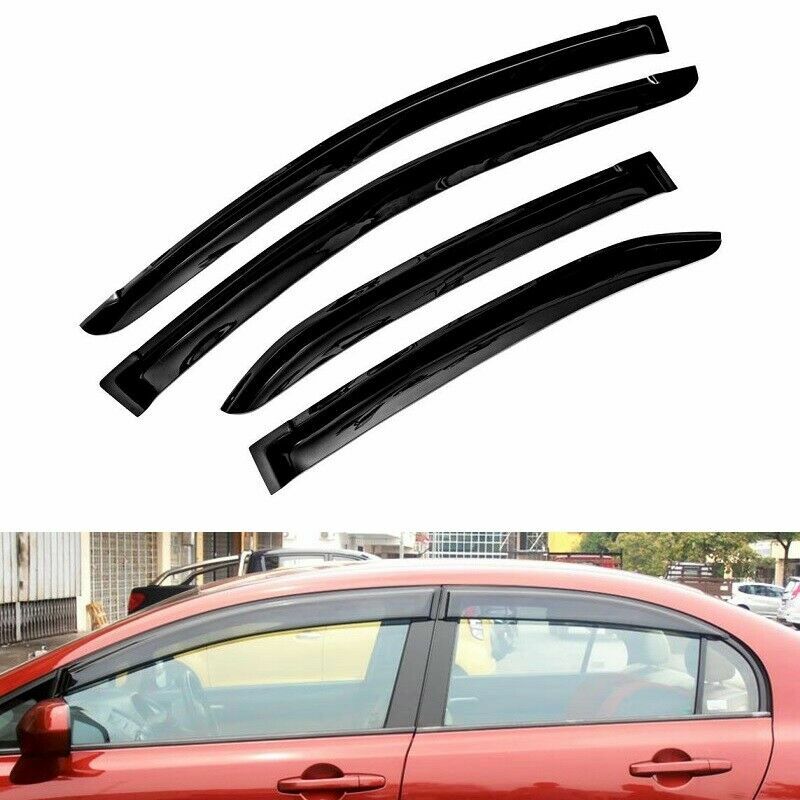 Smoke Tinted Window Visors For 06-11 Honda Civic Coupe - Rain Guard & Sun Deflector (Outside Mount)