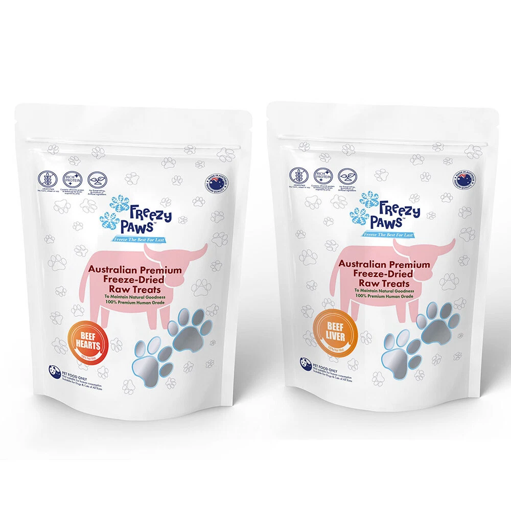 2PK Freezy Paws Protein Cat Dog Food Freeze Dried Beef Heart