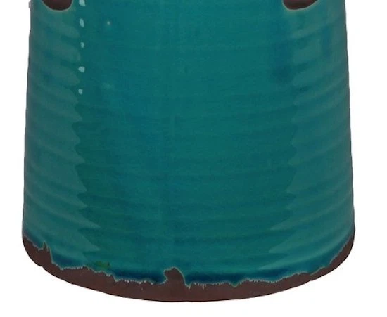 Privilege International бирюзово-коричневая антикварная керамическая цветочная ваза урна на ощупь - Изображение 4 из 4