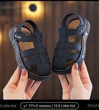 Fashion Kids Black Synthetic Sandal 13.5 US 35 EU Adjustable Strap Closed Toe