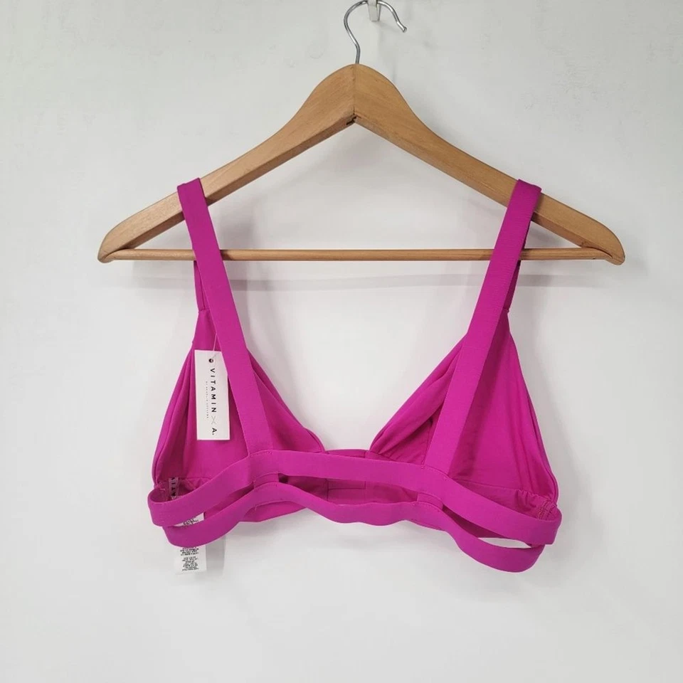 Vitamin A Neutra Bralette Women's XL 12 D Cup Hot Pink Fuscia Modern Bikini Top - Image 4 of 4