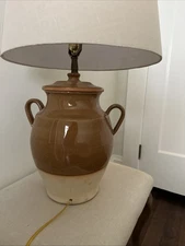 Vintage Pierre Deux Mustard Ochre Rustic Glaze  Lamp. No Shade