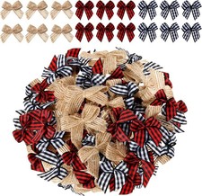 60 PCS Christmas Mini Plaid Burlap Bows Classic Buffalo Plaid Bows Christmas