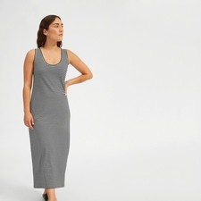 Everlane Black and White Striped 100% Cotton Midi Tank Dress - XS
