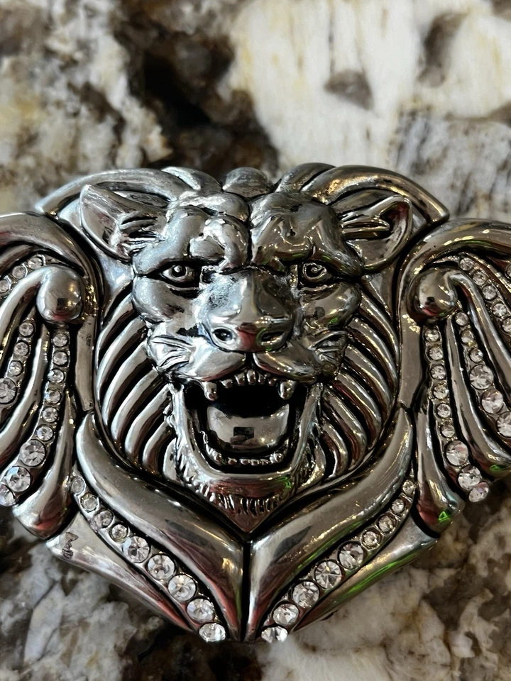 Washed Up Hollywood Lion Angel Metal Belt Buckle Grunge Skull Punk Biker - Image 2 of 4