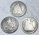 (LOT of 3) * 1853 P, 1857 O, 1886 Silver SEATED LIBERTY DIMES *USA ONLY $5. SHIP