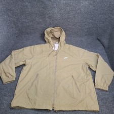 Nike Jacket Men 2XL Khaki Beige Zip Sportswear Club Woven Hooded Mesh Lined Coat