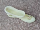 Vintage Fenton Burmese Hand-Painted Glass Slipper, Signed by Artist. Glows!  — photo 5