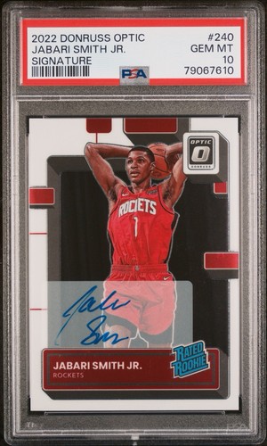 2022-23 Panini Donruss Rated Rookie Auto Jabari Smith Jr RC #203 PSA 10 Rockets