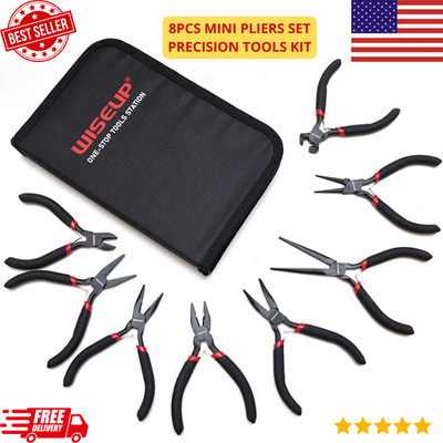 8PCS Mini Pliers Set Jewelry Tools Needle Nose Flat Round Bent Cutting