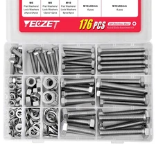 YEEZET 176PCS M6 M8 M10 Heavy Duty Bolts and Nuts Assortment Kit, 304 Stainless