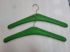 2Vintage MCM Skai Leather Studded Green Boomerang Clothing Hanger -Retro Display