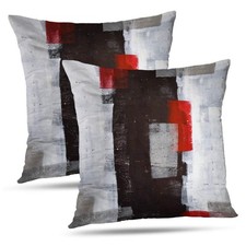Alricc Red Grey Abstract Art Pillow Cover Modern Black White Wall Decor Throw